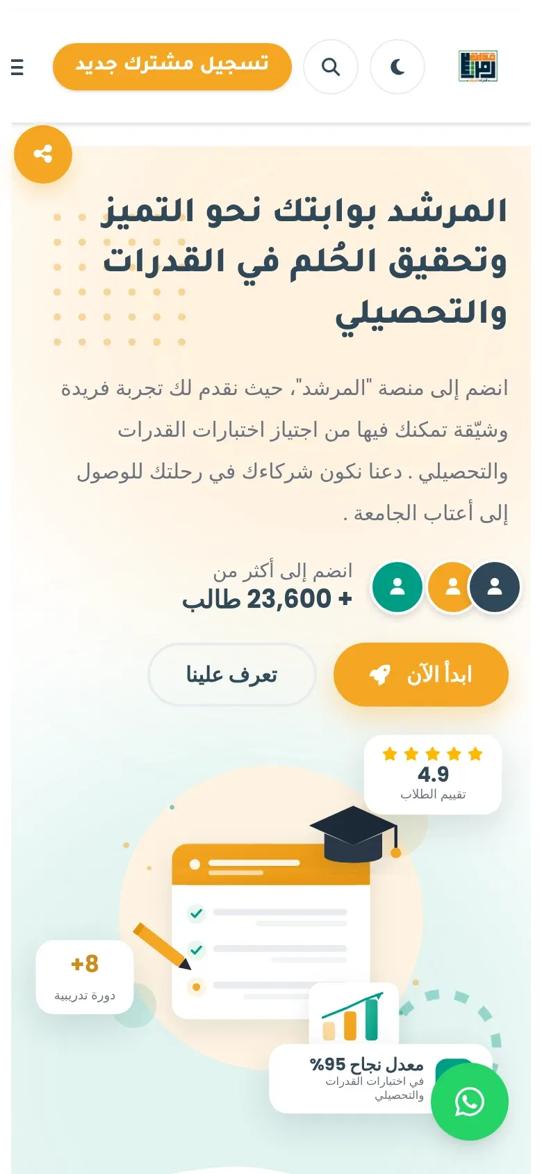 لقطة شاشة لمشروع المرشد على الموبايل